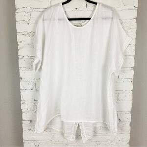 Terzo Millennio Linen Lace Back Short Sleeve Top 3X